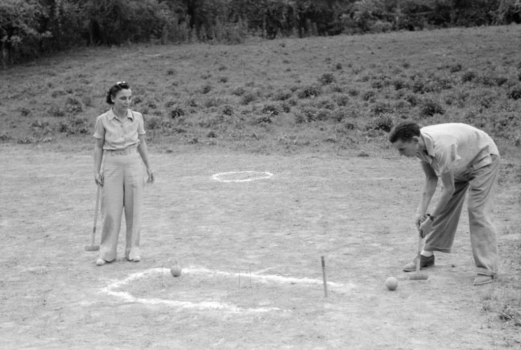 Two People Playing Croquet at American Legion Fish Fry, Oldham County, near Louisville, Kentucky, August 1940