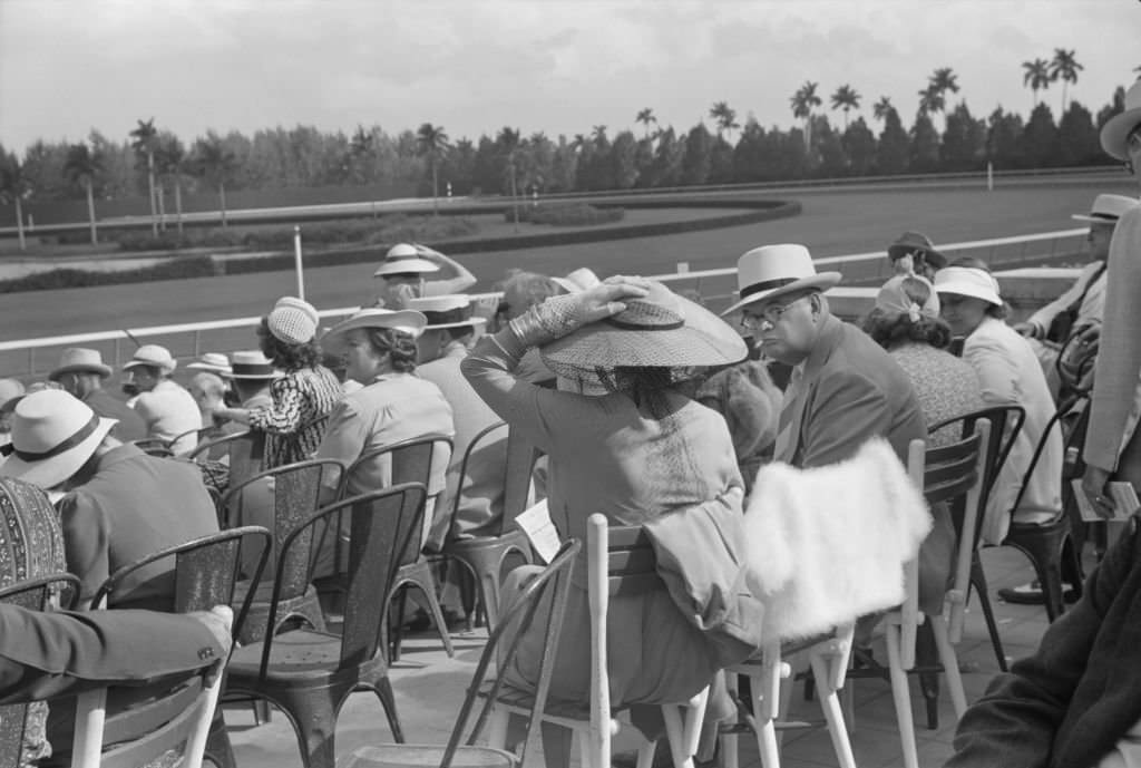 Spectators at Horse Race, Hialeah Park, Miami, Florida, 1939