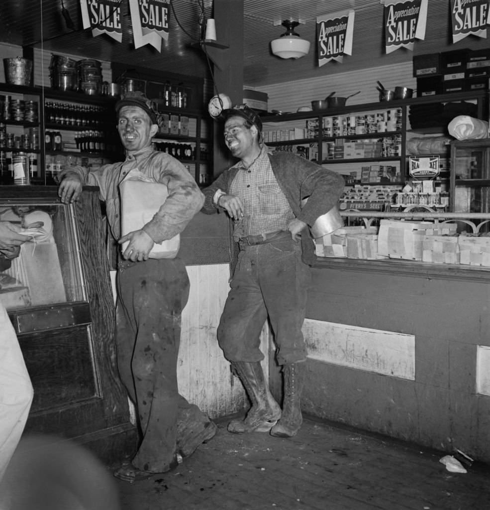 Two Coal Miners Buying Groceries in Company Store, Pursglove, West Virginia, 1939