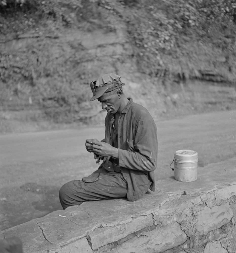 Coal Miner Waiting for Ride Home after Work, Capels, West Virginia, 1939