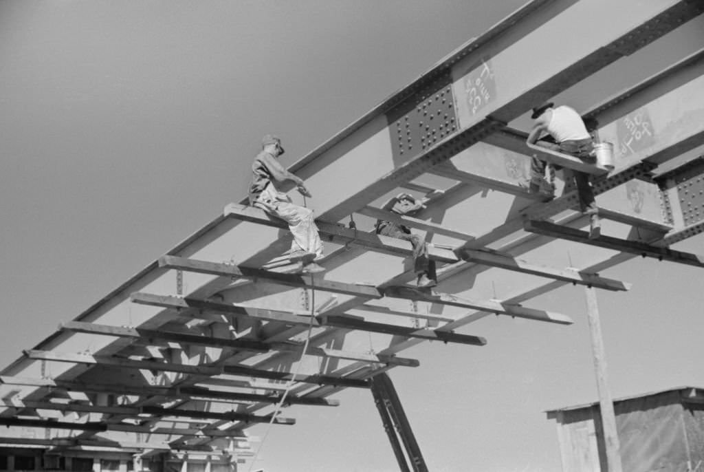 Construction Workers Building New Bridge, Tygart Valley Homesteads, West Virginia, 1939