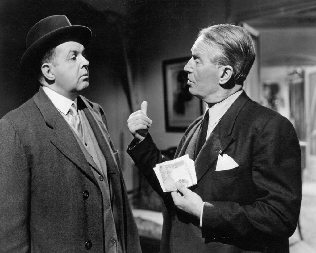 John McGiver as Monsieur X, and Maurice Chevalier as Claude Chavasse in 'Love In The Afternoon', 1957