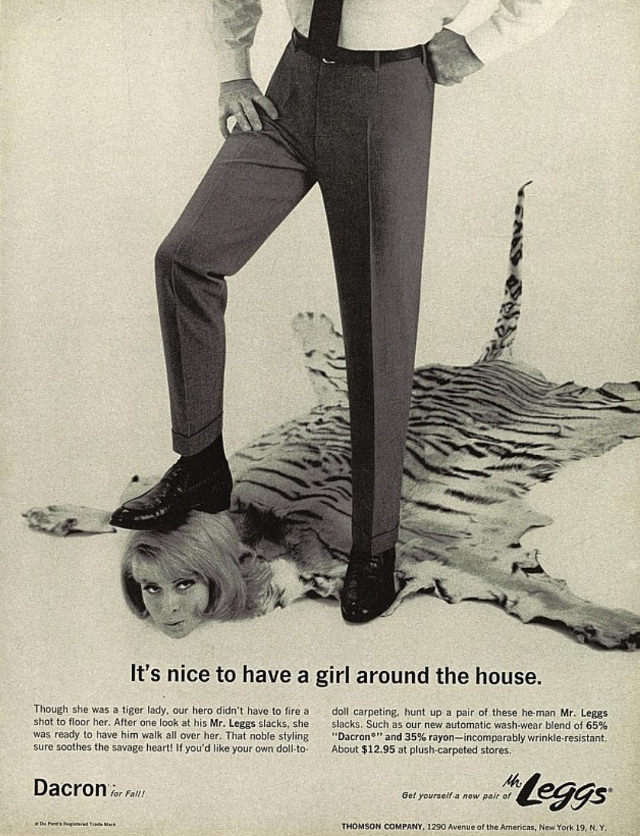 Sexist and Offensive Vintage ads of Mr Leggs Slacks by Dacron from the 1970s