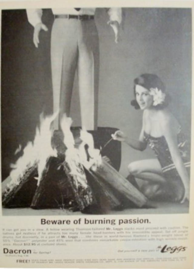 Sexist and Offensive Vintage ads of Mr Leggs Slacks by Dacron from the 1970s