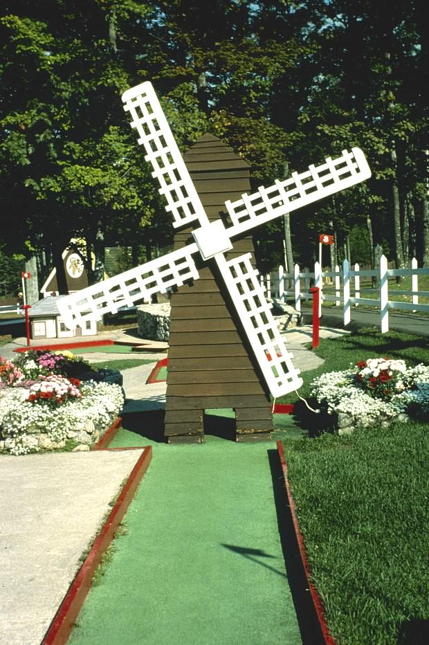 Windmill, Funspot mini golf, Route 3, Weirs Beach, New Hampshire, 1985