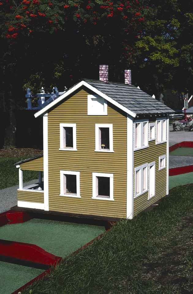 Summer cottage, Funspot mini golf, Route 3, Weirs Beach, New Hampshire, 1984
