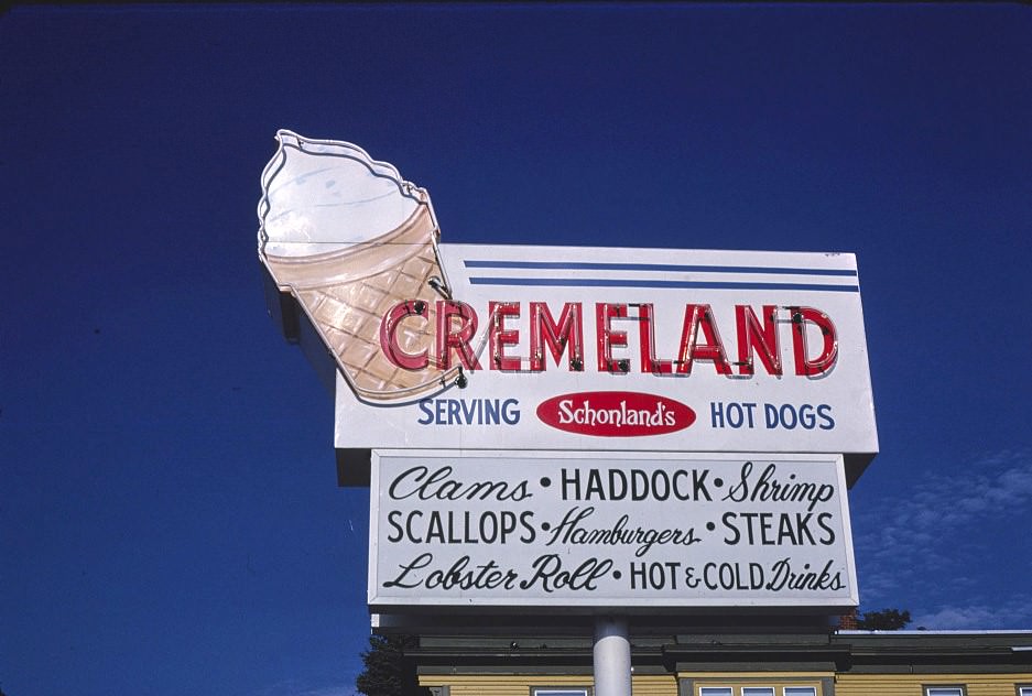 Creamland ice cream sign, Manchester, New Hampshire, 1980