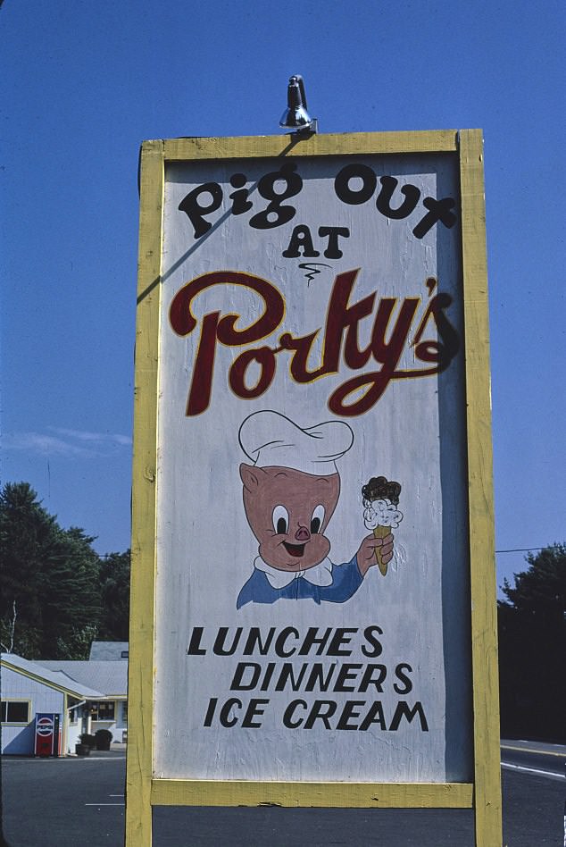 Porky's Drive-in sign, Laconia, New Hampshire, 1984