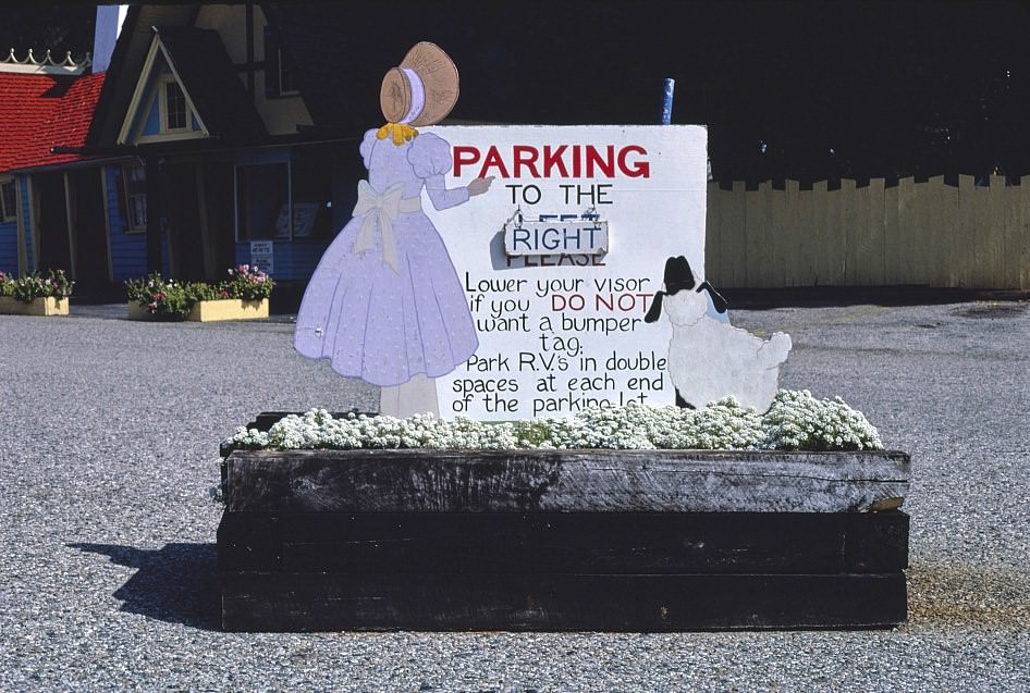 Parking sign 2, Storyland, Route 16, Glen, New Hampshire, 1981