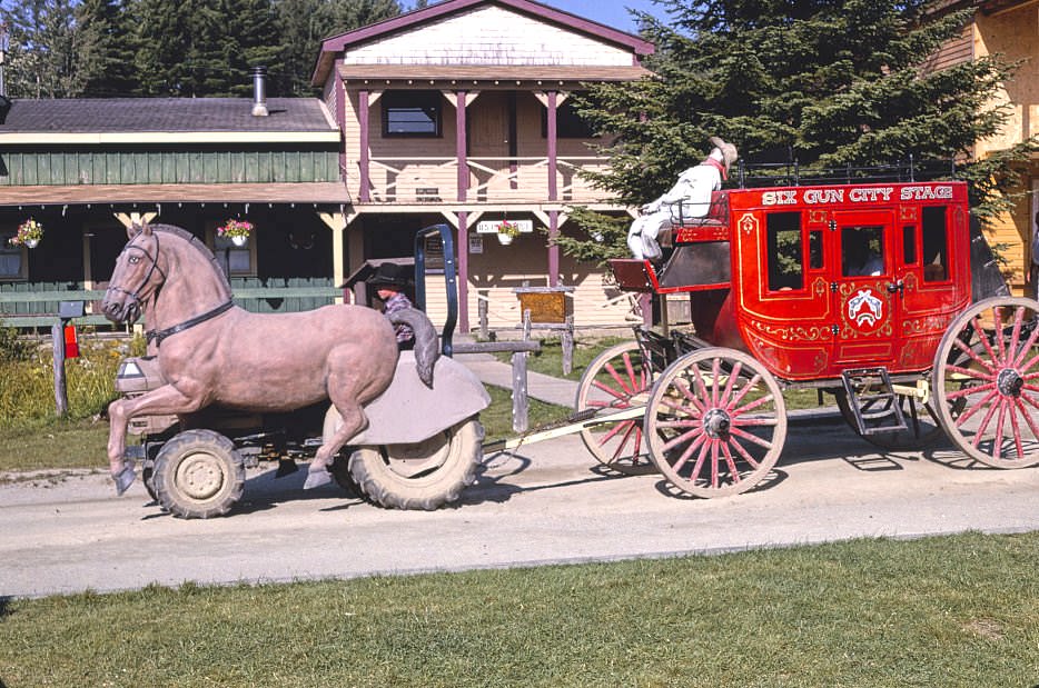 Tractor wagon, Six Gun City, Route 2, Jefferson, New Hampshire, 1997