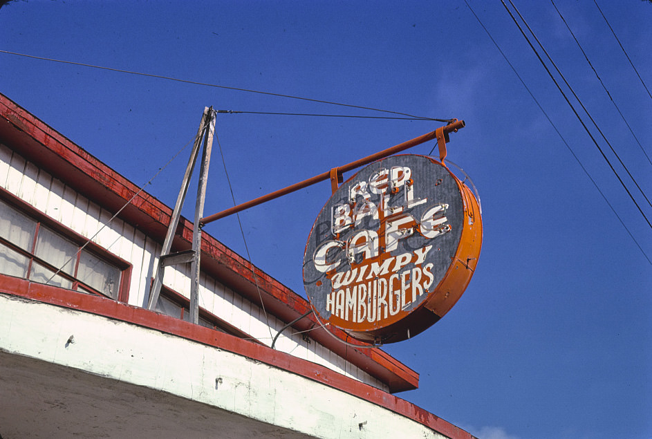 Red Ball Cafe sign, 4th Street, Albuquerque, New Mexico, 1981