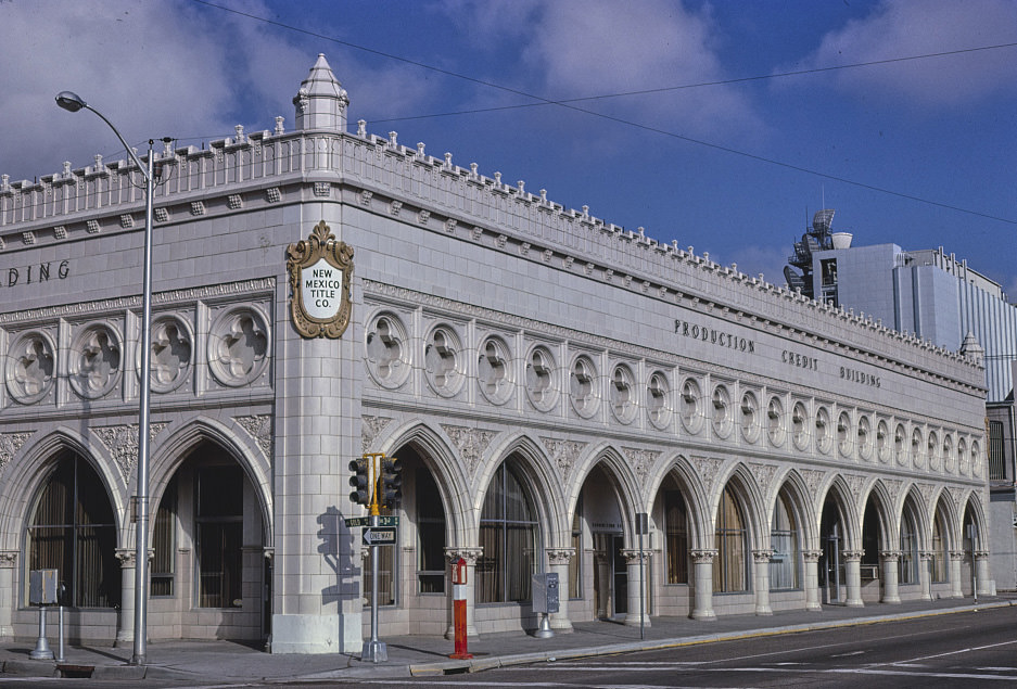 Production Credit Building, overall diagonal view, 3rd & Gold, Albuquerque, New Mexico, 1981