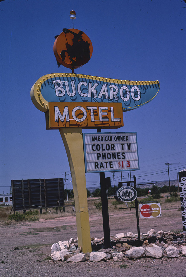 Buckaroo Motel sign, Tucumcari, New Mexico, 1982