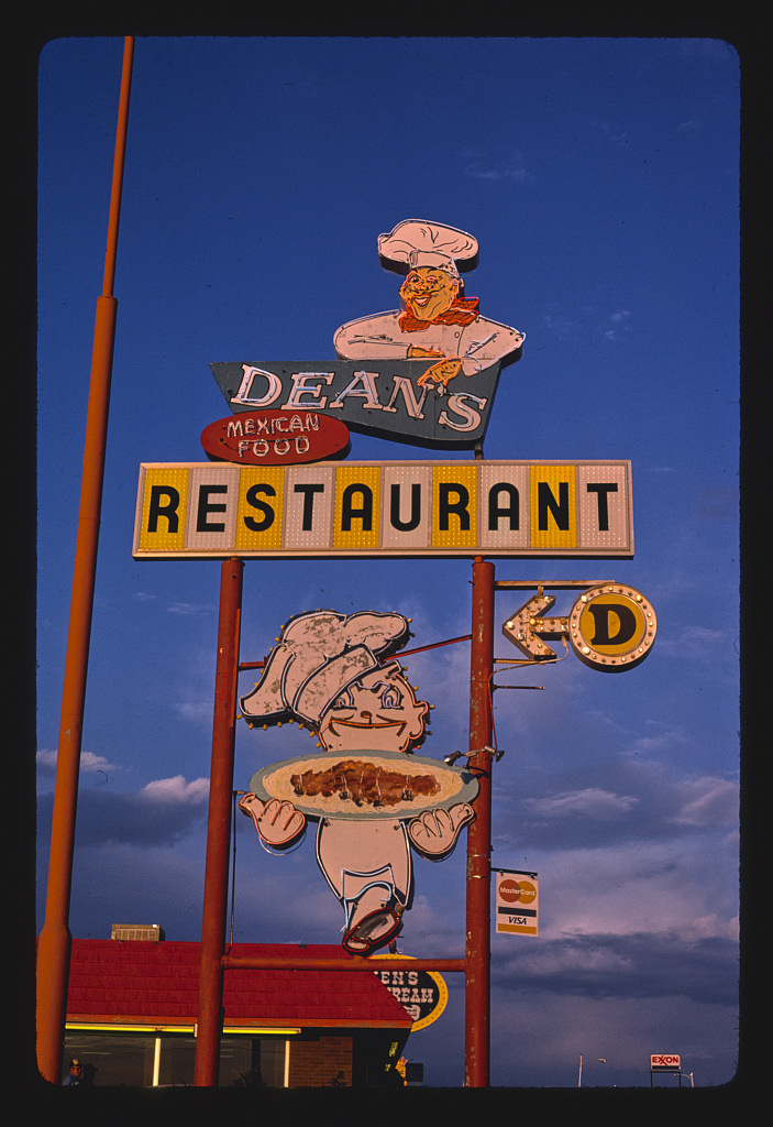 Dean's Restaurant sign, B-40 (Route 66), Tucumcari, New Mexico, 1987