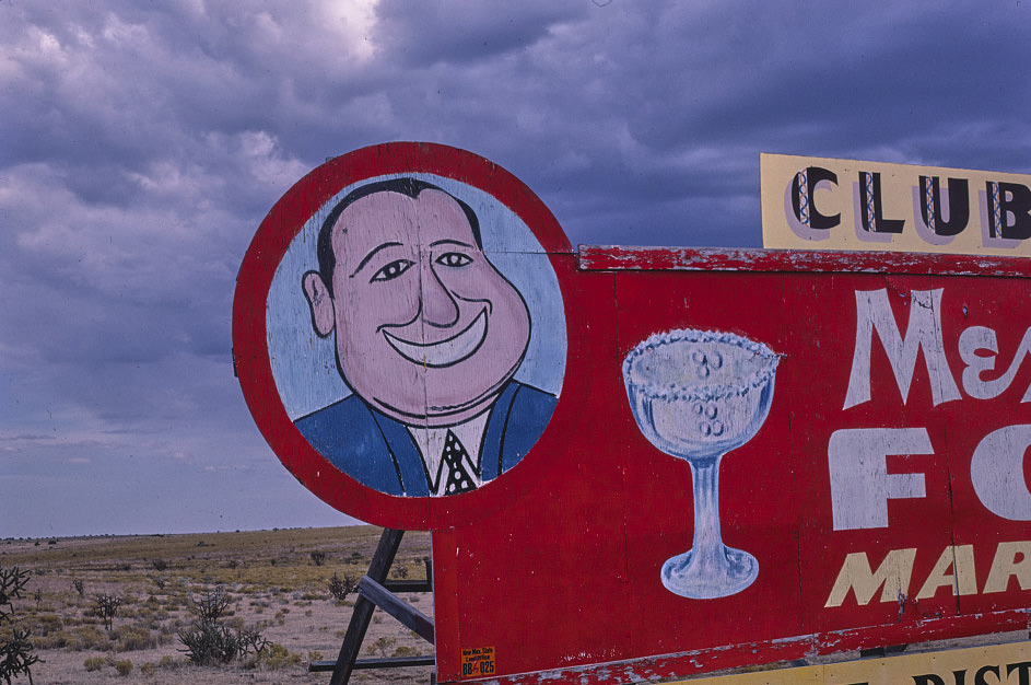 Club Cafe sign near Santa Rosa, Santa Rosa, New Mexico, 1987