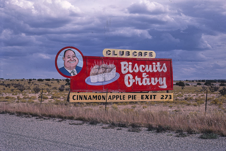 Club Cafe sign near Santa Rosa, Santa Rosa, New Mexico, 1987