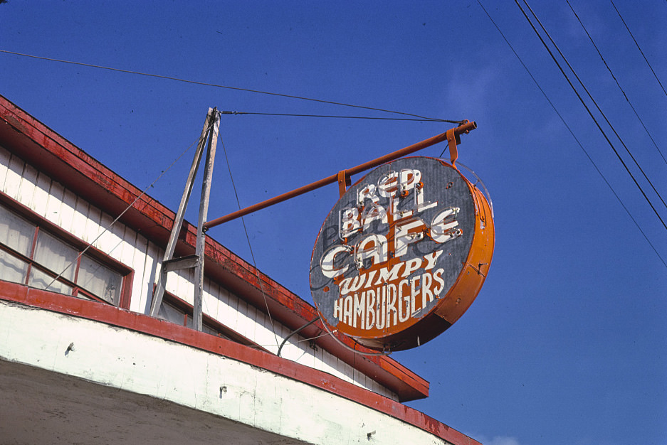 Red Ball Cafe sign, 4th Street, Albuquerque, New Mexico, 1981