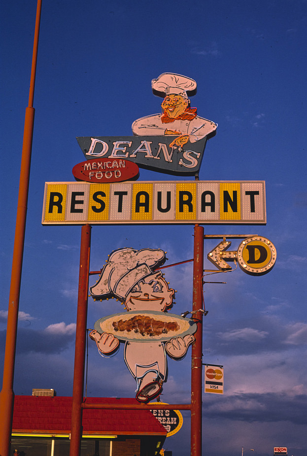 Dean's Restaurant sign, B-40 (Route 66), Tucumcari, New Mexico, 1987
