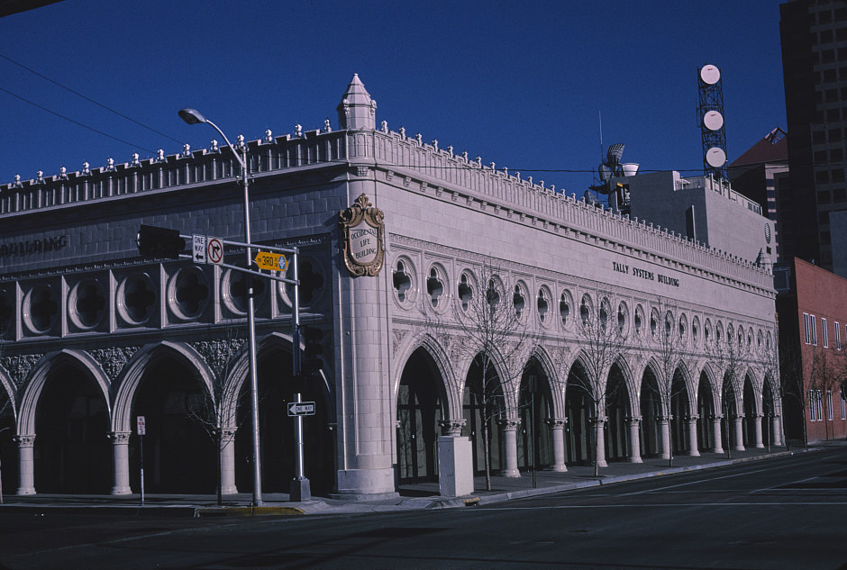 Production Credit Building (which then became the Occidental Life Company Building), overall diagonal view, 3rd & Gold, Albuquerque, New Mexico, 1999