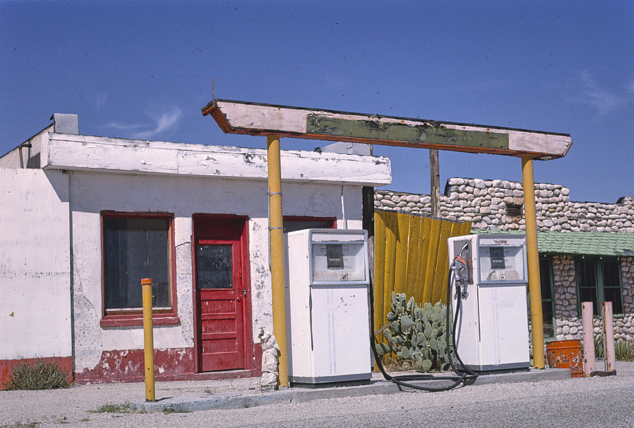 Gas station at Apache Canyon Trading Post, Routes 62 & 180, Whites City, New Mexico, 1993