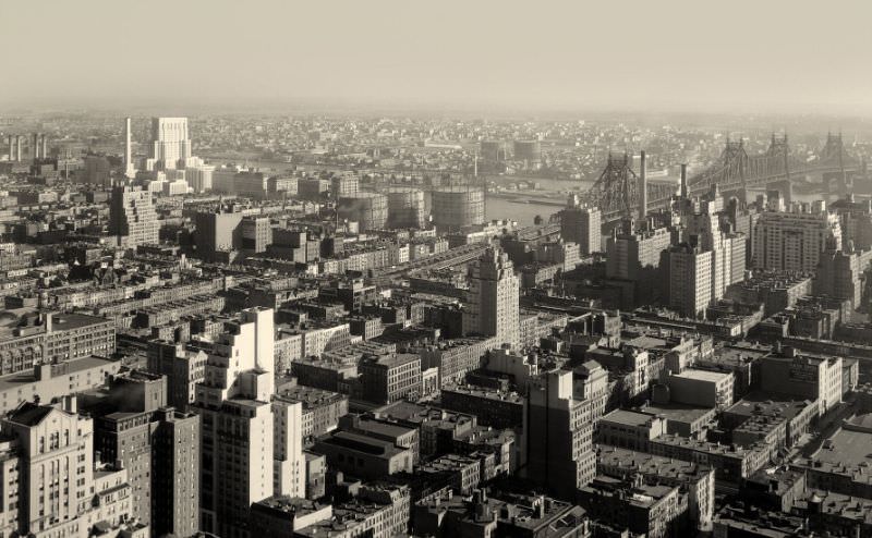 General view of New York Hospital and Queens from Madison Avenue, January 1933