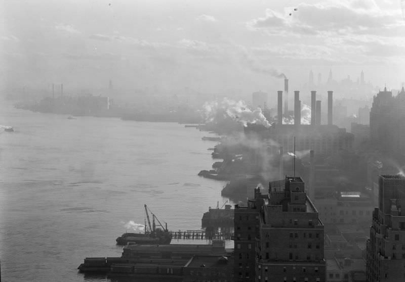 River House, 52nd St. and E. River, New York City. View of power house, December 1931