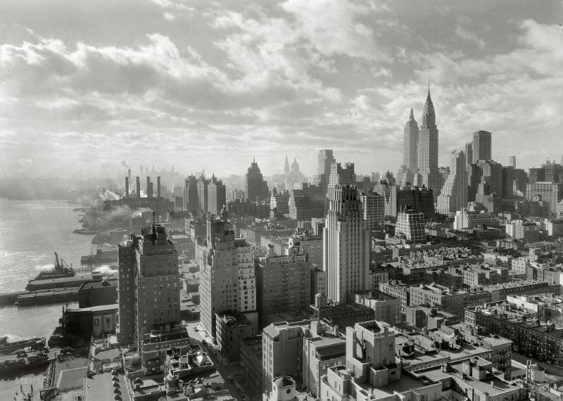 River House, 52nd Street and East River, looking south from 27th floor, New York, December 15, 1931