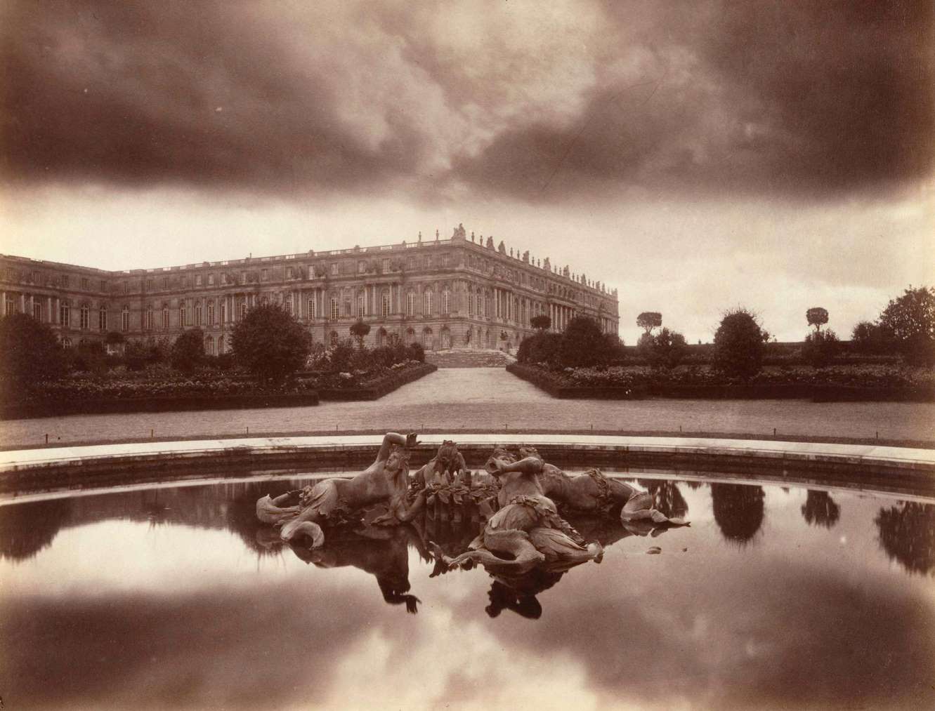 The Chateau, late October, evening, storm effect, view taken from the Parterre du Nord, 1903,