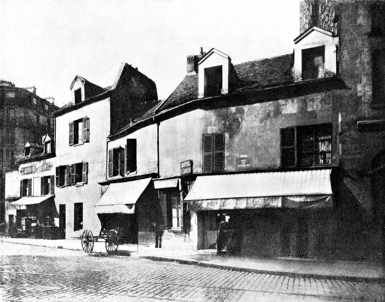 Buildings in the road 'Rue de Vaugirard', Hotel St. Lambert (centre), 1890s