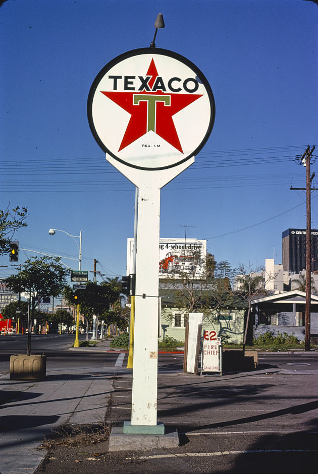 Texaco Gas sign, San Diego, California, 1979
