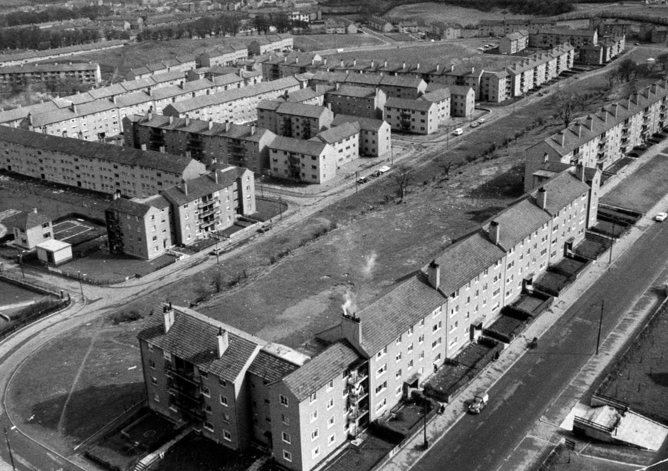 Rows of houses in Glasgow, Scotland, 29th March 1969.