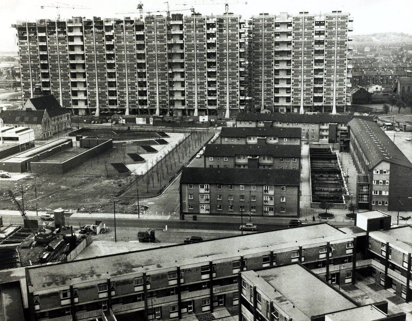 A view of the new Gorbals flats, in Glasgow, Scotland, 1964