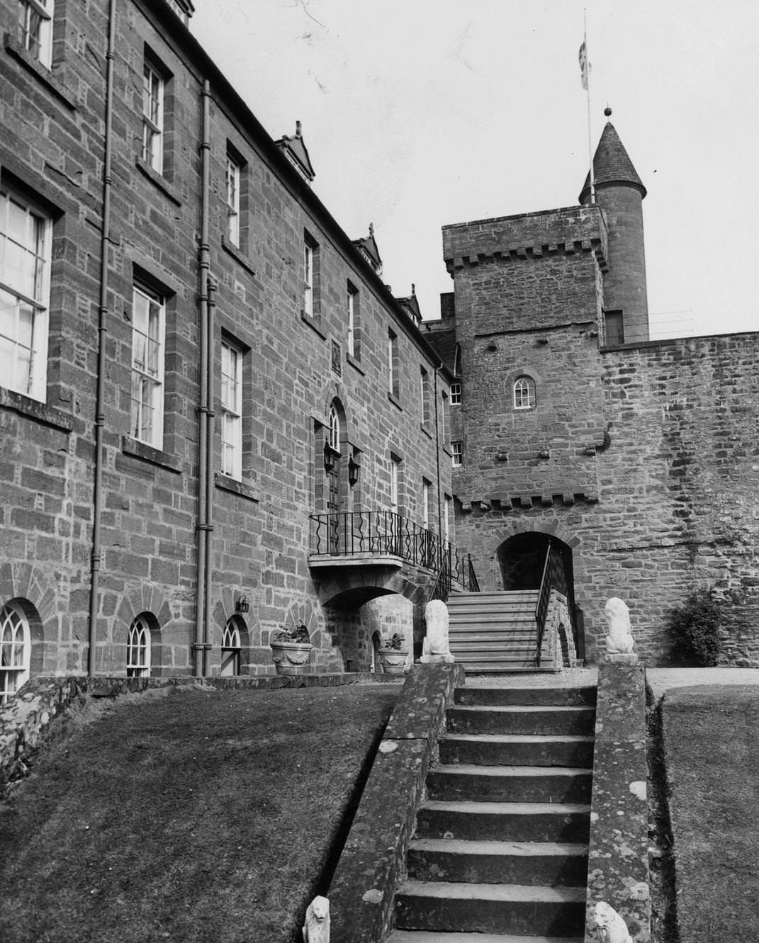Airlie Castle at Kirriemuir, Angus, in Scotland, 1963