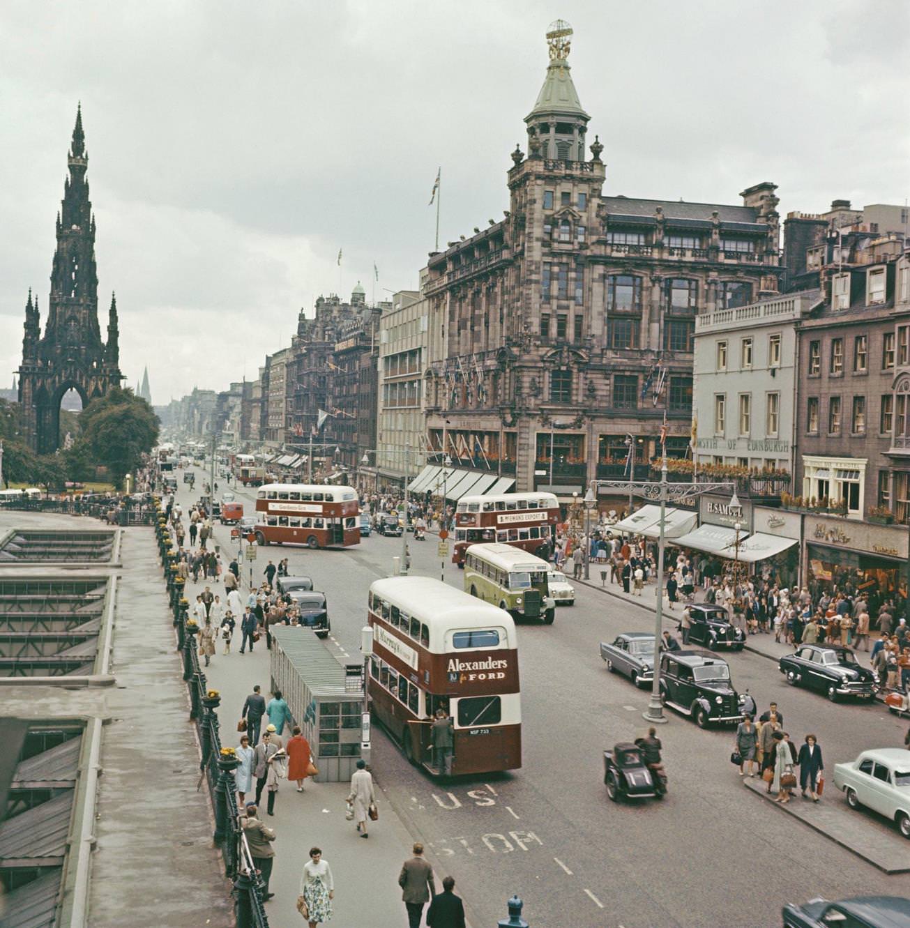 Princes Street in Edinburgh, 1960