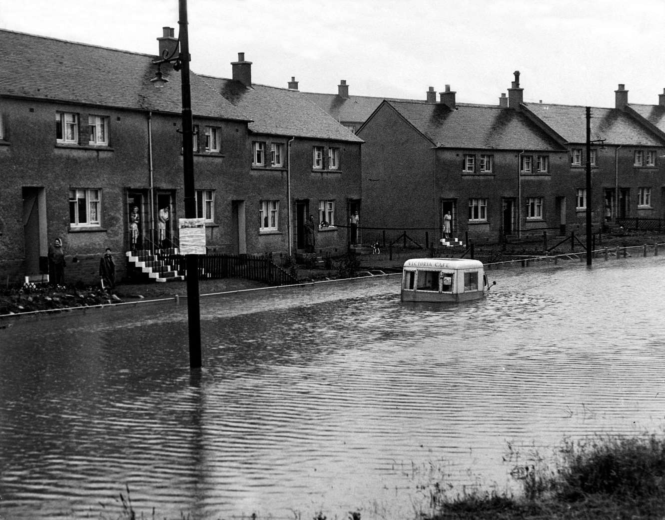 Flooding at Waverley Terrace Blantyre, South Lanarkshire, 1960.