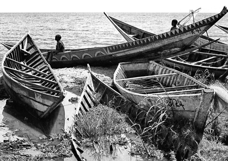 One of the beaches where fish was landed by canoe from Lake Victoria, 1969