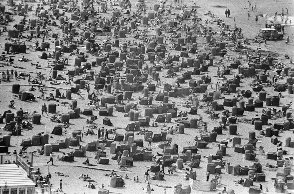 Nice weather at the beach, The Netherlands, 1965.