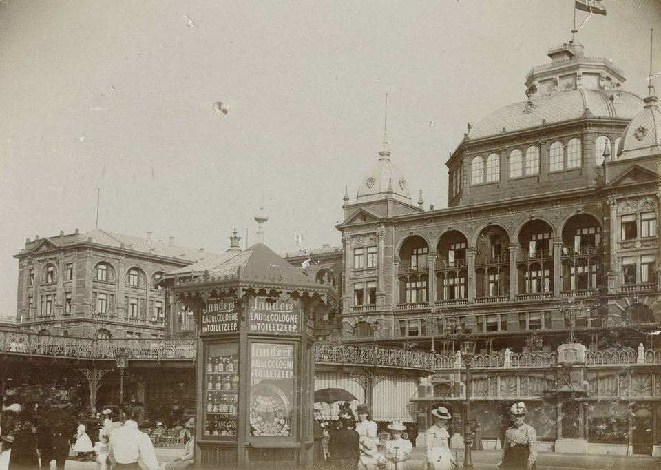 The Kurhaus, seen from the beach, Scheveningen, Netherlands, 1900.