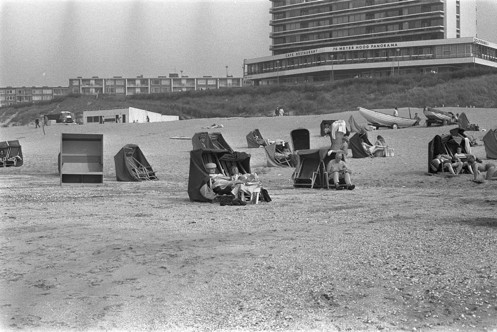 Autumn sun on beach Zandvoort, 1971