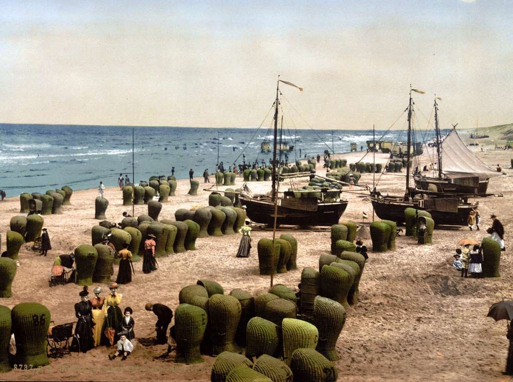 The beach, Scheveningen, Holland, 1900