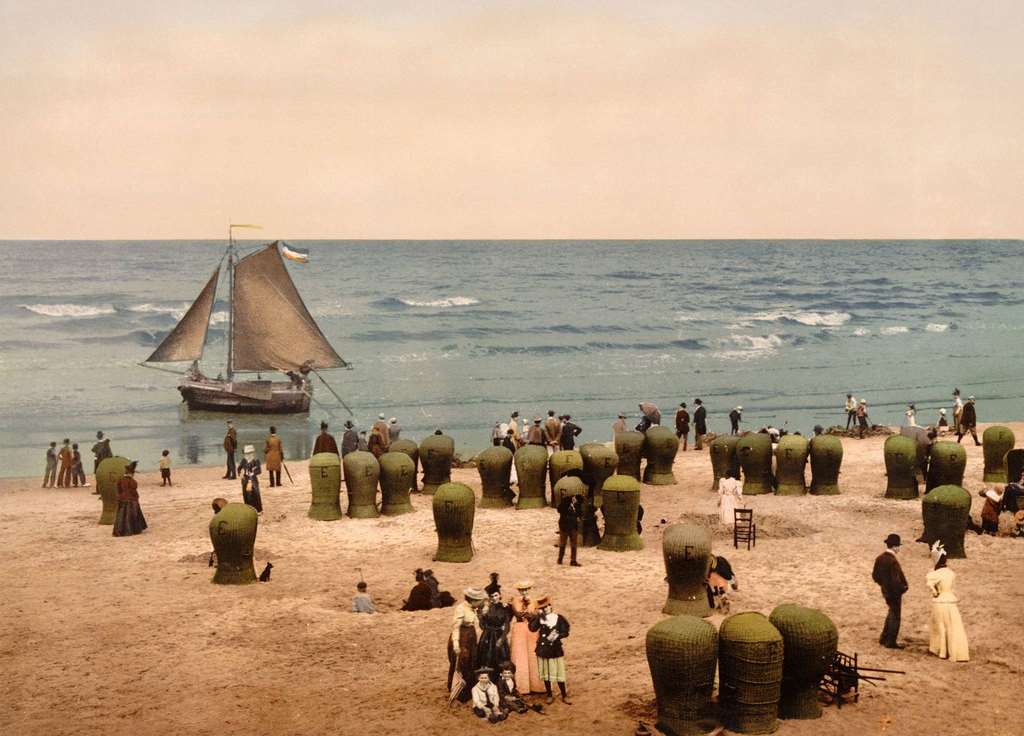 Beach Scene, Scheveningen, Holland, 1900