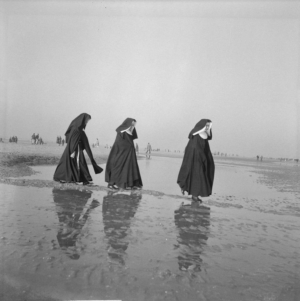 Nuns on the beach at Zandvoort, The Netherlands, February 20, 1961