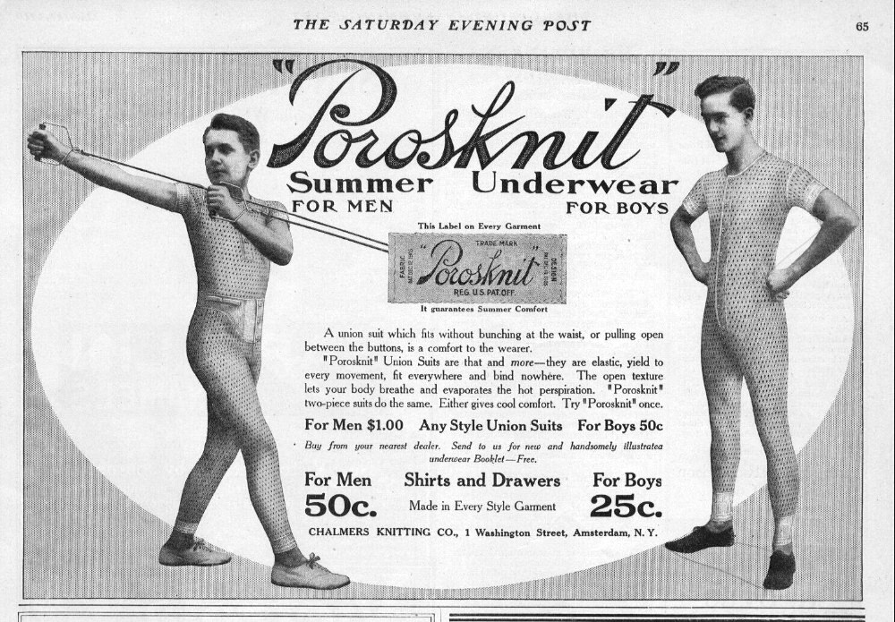 Vintage Ads for Porosknit Underwear for Men and Boys from the early 1900s