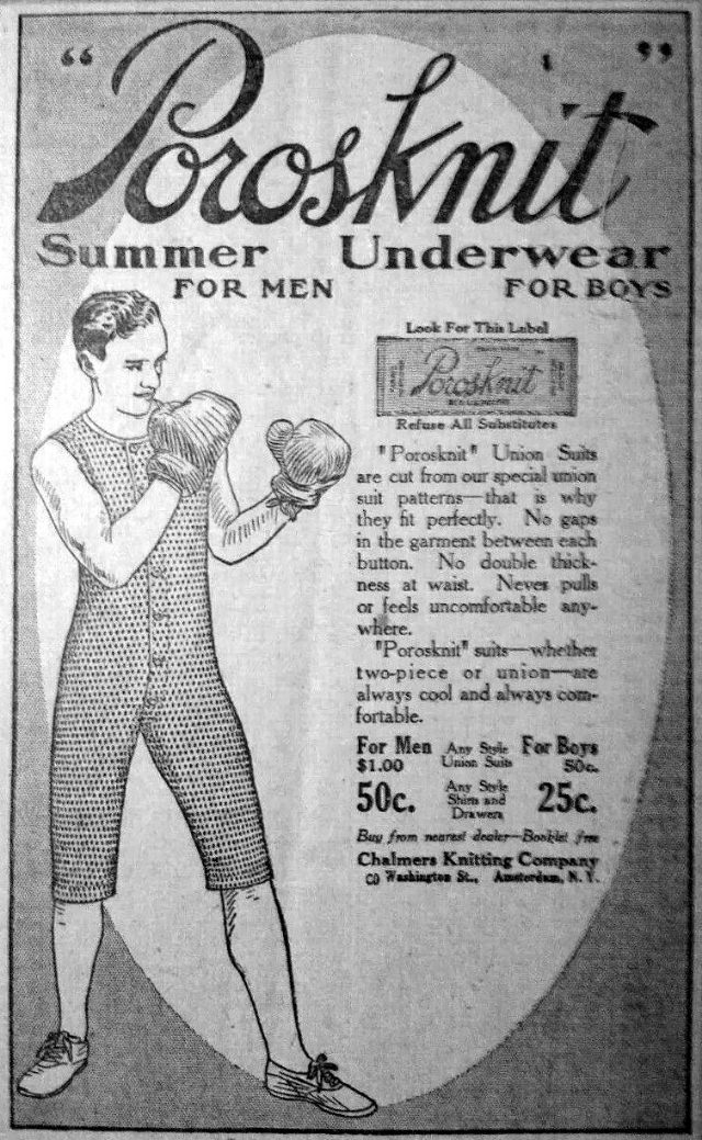 Vintage Ads for Porosknit Underwear for Men and Boys from the early 1900s