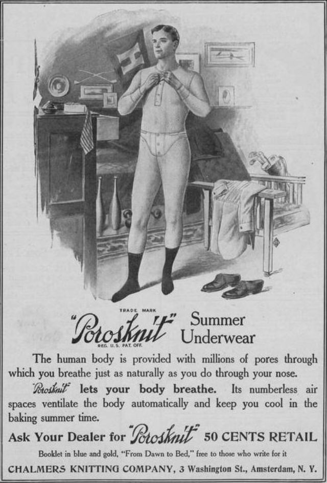 Vintage Ads for Porosknit Underwear for Men and Boys from the early 1900s