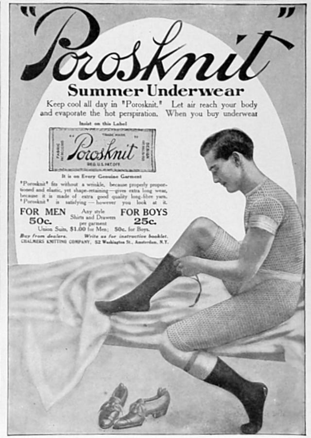 Vintage Ads for Porosknit Underwear for Men and Boys from the early 1900s