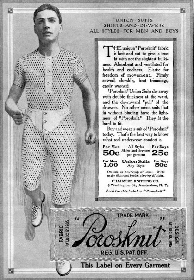 Vintage Ads for Porosknit Underwear for Men and Boys from the early 1900s