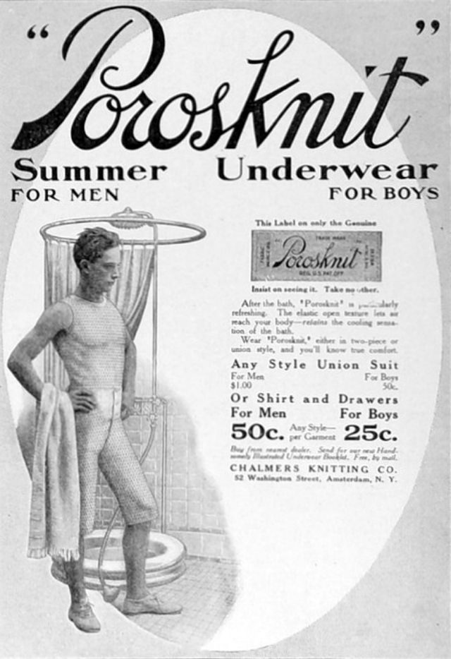 Vintage Ads for Porosknit Underwear for Men and Boys from the early 1900s