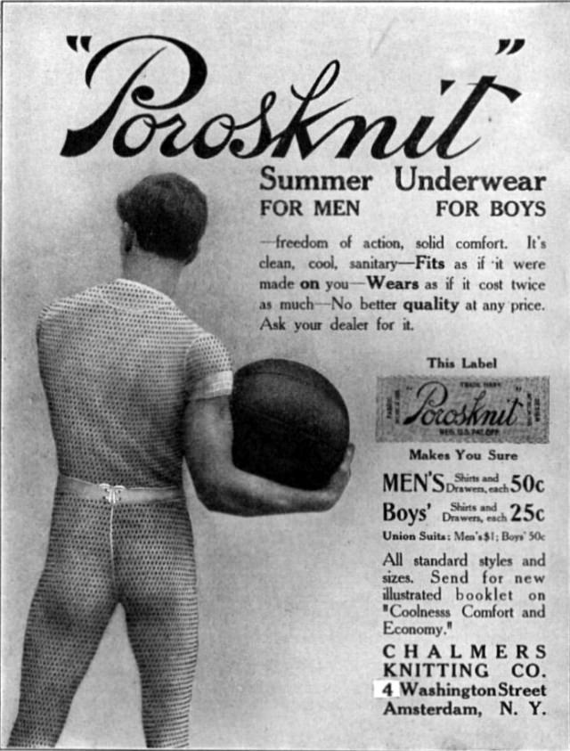Vintage Ads for Porosknit Underwear for Men and Boys from the early 1900s
