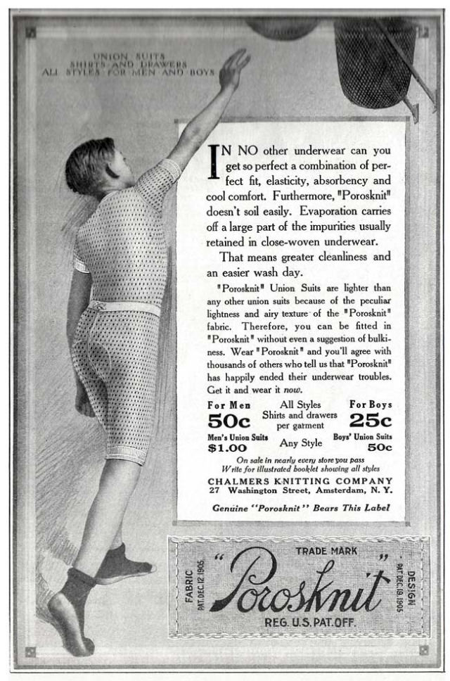 Vintage Ads for Porosknit Underwear for Men and Boys from the early 1900s